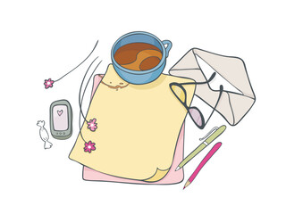 Drinks and beverages, vector cute illustration