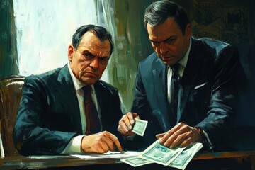 corrupt official taking bribes from a businessman