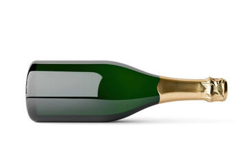 Elegant champagne bottle with gold foil