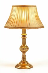 Elegant gold table lamp, pleated shade.