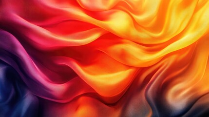 Obraz premium Vibrant flowing folds of silk in shades of red, orange, and yellow create a dynamic display of strength and resilience in a mesmerizing wave pattern.