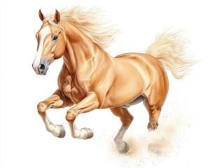 Obraz premium A beautiful illustration of a golden horse galloping gracefully through the field.