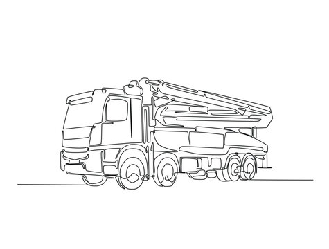 recommend clip art: Continuous one line drawing of industrial truck crane. Construction mobile crane in single line vector illustration.
