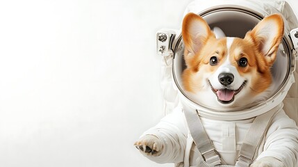 Adorable Corgi in Space Suit with a Cheerful Expression, Perfectly Capturing the Spirit of Adventure, Exploration, and Fun For Pet Lovers and Space Enthusiasts Alike