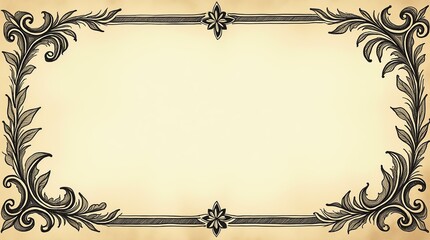 Antique Paper With Decorative Medieval Border Design