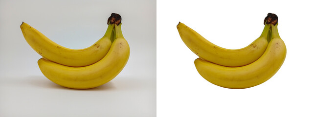 Bananas whole bunch. Close up. Healthy fruits. Vitamin plants, sweet dessert. Isolated objects. Easy to add logo or text. On the topic of cooking, health, beauty, recipes, supermarket catalog.