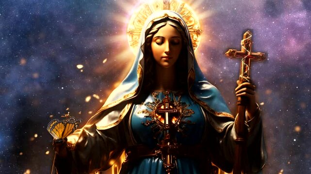Mother Mary Blesses,seamless looping 4k video background