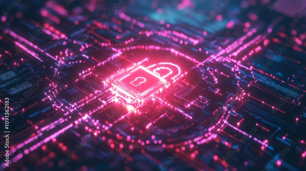 Poster A vibrant digital lock is prominently displayed against a backdrop of illuminated circuitry patterns.