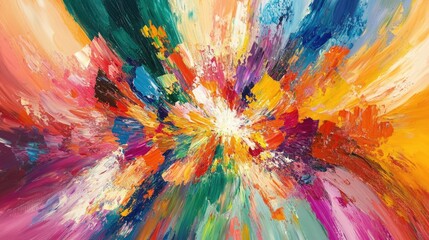 Obraz premium Dynamic Abstract Explosion of Colorful Brushstrokes Blending Together in a Vivid Artistic Display