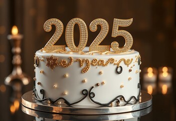 Elegant 2025 New Year s Cake Festive Dessert Celebration