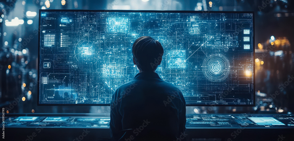 Poster engineer utilizing ai interface for robotic automation in smart industry factory