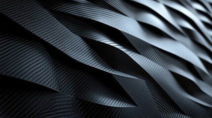 Obraz premium Abstract Black Carbon Fiber Wave Pattern Design