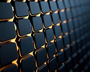 Obraz premium Abstract grid patterns with metallic highlights, hightech modern backdrop, 3D illustration