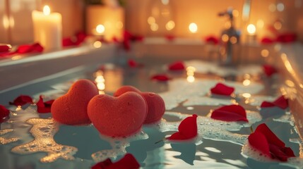Romantic Bathtub Escape with Heart-Shaped Bath Bombs