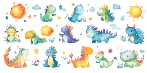 Obraz premium Charming watercolor creatures ideal for design inspiration and creativity.