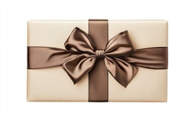 Gift box wrapped in elegant paper with a decorative bow, placed perfectly on a white background, clean and minimalist style