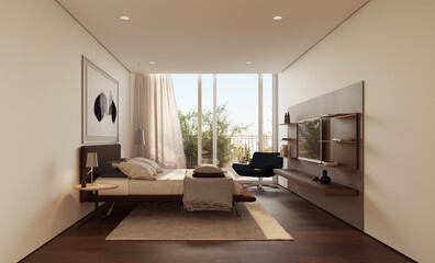 modern bedrrom with tv