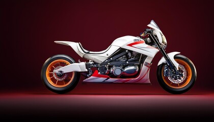Obraz premium red motorcycle on black background