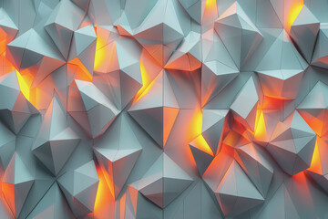 Obraz premium Stylish 3D wallpaper with a series of raised polyhedral shapes arranged in a complex pattern.