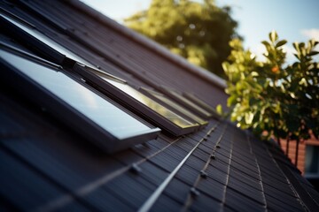 Obraz premium Close up of a solar panel on home roof