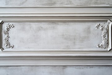 Naklejka premium Grey wall texture for background, Closeup detail of wall decorate with panel mouldings, polyurethane moulding with spray paint with generative ai