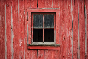 Rustic barn wood texture with natural imperfections, featuring vintage window framed in weathered red wood. This image evokes sense of nostalgia and charm
