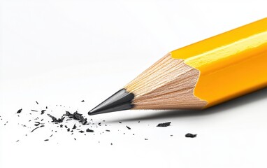 Fototapeta premium Yellow pencil with a sharpened tip and an eraser, isolated on a white background, clean and professional look 