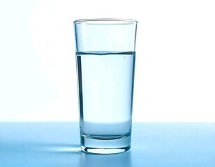 A glass of clear water on a white background