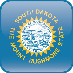 Cube shaped printable vector flag of the United States of America federal state of SOUTH DAKOTA