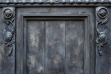 Grey wall texture for background, Closeup detail of wall decorate with panel mouldings, polyurethane moulding with spray paint with generative ai