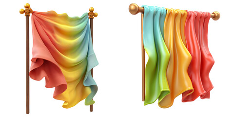 Naklejka premium Pastel Gradient Glowing Battle Banner with Glossy Poles 3D Illustration Rallying Point Isolated on White and Transparent Background