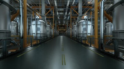 Large Factory Premises With Tans And Pipe Systems. Facilities For Dairy Products Enterprise