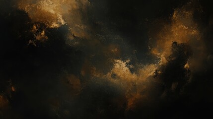Obraz premium Dramatic night sky showcasing tumultuous storm clouds in deep burnt sienna and golden tones, creating a captivating, moody atmosphere.