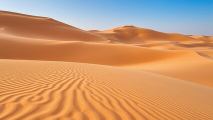 Breathtaking Desert Dunes Under Clear Blue Sky: Perfect for Wall Art, Desktop Backgrounds, and Print Media