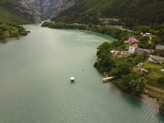 Jablanica lake in Bosnia, moutains in the background