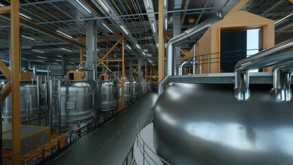 Large Factory Premises With Tans And Pipe Systems. Facilities For Dairy Products Enterprise