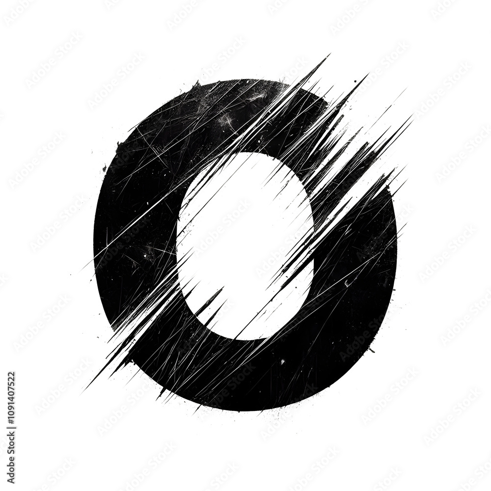 Fototapete scratched letter o transparent background this illustration is a black and white guitar sketch on a 