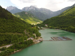 Jablanica lake in Bosnia, moutains in the background