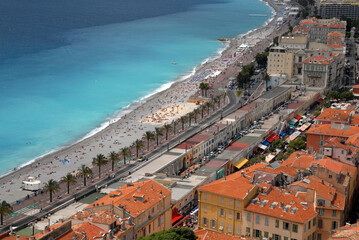 A view over the Old Town of Nice from the Chateau - Nice, France, Cote D'Azure , French Riviera