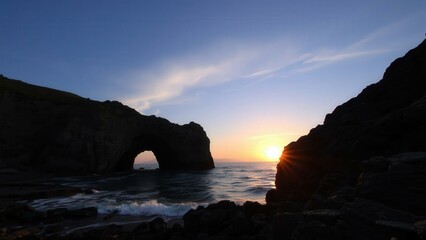 Breathtaking Sunset Over Coastal Archway: Perfect for Wall Art, Home Decor, and Calming Visuals