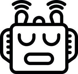 Obraz premium Cartoon robot receiving signals with antennae and displaying a surprised expression, suitable for technology and communication concepts