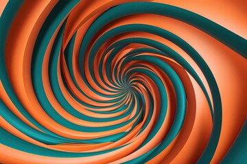 Fototapeta premium Vibrant 3D Orange and Teal Helix Design with Swirling Motion