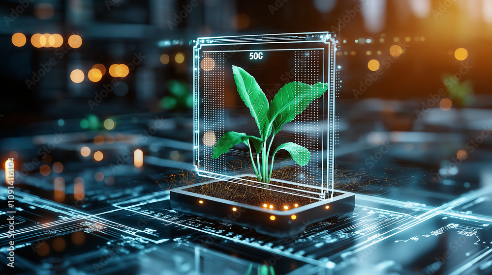 Poster smart agriculture setup using 5g sensors for plant growth monitoring
