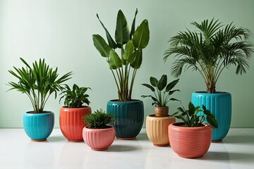 Obraz premium Stunning Vintage Inspired Planters and Home Plant Displays on Clean Backgrounds