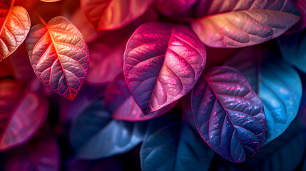 Vibrant Abstract Leaves in Bold Colors