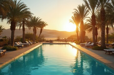 Fototapeta premium pool at sunset