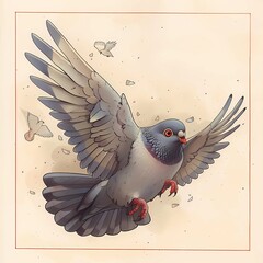 Humorous illustration of pets. Dove