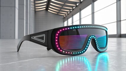 These futuristic eyewear pieces present a narrow design with wraparound lenses featuring dynamic LED patterns that shift colors with each blink providing an exhilarating scifi