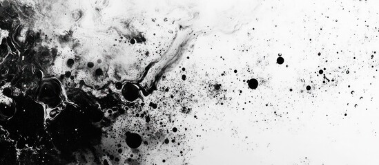 Obraz premium Abstract Black and White Ink Splatter Painting: A Monochrome Masterpiece