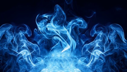 cold blue smoke fire background for product images or renders